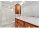 Bathroom with a vanity, sink, and shower, ready for your personal touches at 6610 Royal Oakland Dr, Indianapolis, IN 46236