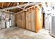 Spacious unfinished basement with exposed beams, great for storage or future build-out at 6610 Royal Oakland Dr, Indianapolis, IN 46236