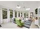 Sunlit living room features a vaulted ceiling, multiple windows, and serene views of the surrounding greenery at 8641 Cholla Rd, Indianapolis, IN 46240