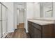 Bathroom with double sink vanity and walk-in shower at 8715 Hollander Dr, Camby, IN 46113