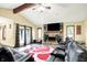 Comfortable living room featuring a brick fireplace and stylish decor at 926 Brookside Ln, Plainfield, IN 46168