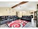 Spacious living room featuring vaulted ceiling with a ceiling fan and modern furnishings at 926 Brookside Ln, Plainfield, IN 46168