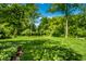 Expansive green lawn and mature trees grace this property's backyard, offering a serene and natural view at 9550 Copley Dr, Indianapolis, IN 46260