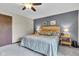Cozy bedroom with a wood headboard, bedside tables, and soft lighting against a two-tone painted wall at 10444 N State Road 9, Fountaintown, IN 46130