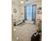 Bedroom with modern decor featuring soft gray carpet, cute accents, and a cozy crib area at 1349 Sunset Blvd, Avon, IN 46123