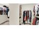 Organized walk-in closet featuring rods and shelves for efficient clothing storage at 16598 Dominion Dr, Fortville, IN 46040