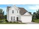 Charming two-story home with a two car garage, a manicured lawn, and light blue siding at 1961 Black Oak Dr, Shelbyville, IN 46176