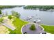 Aerial view of boat docks, landscaping, and parking area of community at 20971 Shoreline Ct # 201, Noblesville, IN 46062