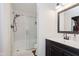Beautiful bathroom with walk-in shower featuring black fixtures, and subway tiles at 246 Westchester Blvd, Noblesville, IN 46062