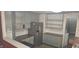Kitchen view featuring gray cabinets, wooden countertops, and stainless steel fridge at 3107 N 100 W, Shelbyville, IN 46176