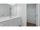 Bathroom featuring a single sink vanity with drawers and shower in the background at 3947 Wren Dr, Brownsburg, IN 46112