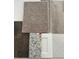 This shows flooring, carpet, countertop and cabinetry samples for your design selections at 438 Weaver Ln, Pittsboro, IN 46167