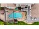 Aerial view of backyard featuring a pool, patio, pergola, deck, and hot tub at 4420 Hickory Ridge Blvd, Greenwood, IN 46143
