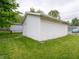 A one-car detached garage with white siding sits in a grassy backyard at 1065 36Th St, Indianapolis, IN 46208