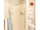 Bathroom showing frosted shower, toilet and rack with towels at 14020 Brookstone Dr, Carmel, IN 46032