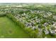 Neighborhood aerial shot showcasing the home's location with mature trees and pond at 18278 Benton Oak Dr, Noblesville, IN 46062