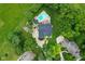 Aerial view of a luxury home with a backyard pool, lush greenery, and a private driveway at 2953 Foxborough Dr, Greenwood, IN 46143
