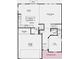 Open-concept floor plan with kitchen, dining, and great room, including garage, storage, and covered porch at 444 Weaver Ln, Pittsboro, IN 46167