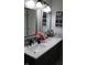 Updated bathroom with modern double sinks, sleek fixtures, and stylish decor accents at 5101 W Bay Rd, Plainfield, IN 46168