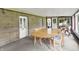 Inviting sunroom features stone walls and large windows, offering a bright and airy space at 6430 E Southport Rd, Indianapolis, IN 46237