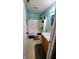 Bright bathroom featuring a tub-shower combo, vanity, and blue accents at 6637 Larkwood Ct, Indianapolis, IN 46241