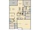 Layout of the floorplan that shows the kitchen, bathroom, living room, bedrooms and garage at 9351 Abner St, McCordsville, IN 46055