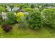 An aerial view of houses surrounded by lush green trees in a residential neighborhood at 10501 Greenway Dr, Fishers, IN 46037