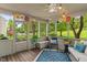 Cozy screened porch with comfortable seating and views of the backyard at 10501 Greenway Dr, Fishers, IN 46037