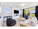 Cozy living room featuring a modern fireplace, comfortable seating, and ample natural light at 13406 Vickery Ridge Dr, Fishers, IN 46037