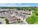 Stunning aerial view of a vibrant neighborhood with city skyline in the distance at 158 Handley St, Indianapolis, IN 46222