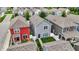Birds-eye view of new homes featuring fenced yard and outdoor seating at 158 Handley St, Indianapolis, IN 46222