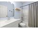 Bathroom features single vanity and shower/tub combo with light blue walls at 1854 Oconnor Ct, Avon, IN 46123
