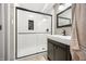 Modern bathroom with a glass-enclosed shower, sleek vanity, and contemporary design at 242 W Warford Dr, , IN 46164