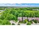 An aerial view of a suburban neighborhood with mature trees and a nearby highway at 2592 Highmount Ct, Carmel, IN 46033