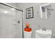 Clean, modern bathroom featuring a glass-enclosed shower and stylish sink at 2592 Highmount Ct, Carmel, IN 46033