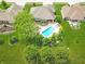 A lush backyard featuring a pool, shaded patio, and manicured landscaping at 3335 Guilford Ln, Plainfield, IN 46168