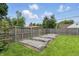 Backyard garden with raised garden beds bordered by a wooden fence at 4614 Thornleigh Dr, Indianapolis, IN 46226