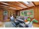 Inviting wood-paneled living room with skylights and comfortable seating at 4614 Thornleigh Dr, Indianapolis, IN 46226