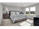 Spacious main bedroom with a comfortable bed, bedside tables, and natural light from two windows at 6675 Halsey St, Zionsville, IN 46077