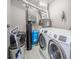 Laundry room with washer, dryer, and water heater and storage for cleaning supplies at 10097 N Balfer E Dr, Fortville, IN 46040
