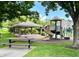 Community playground with a slide, climbing structure, and picnic pavilion for Gathering fun at , Noblesville, IN 46060