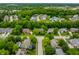 Residential neighborhood surrounded by lush trees, with varied house styles and a pond at 14274 Matt St, Carmel, IN 46033