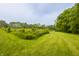 Scenic view of the green backyard with a grassy path and bordered by mature trees at 1820 N 1100 E, Sheridan, IN 46069