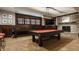 Basement featuring a pool table, shuffle board, and stone fireplace at 1820 N 1100 E, Sheridan, IN 46069