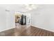 Open concept dining room offers laminate floors with a kitchen view and backyard access at 20530 Victory Chapel Rd, Noblesville, IN 46060
