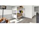 Bedroom boasting a bunk bed, grey carpeted floors, and kid-friendly decor with dark brown accents at 3080 Glasgow Pl, Danville, IN 46122