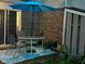 Cozy patio featuring an outdoor dining set, stylish rug, and brick backdrop at 3984 Braddock Rd, Indianapolis, IN 46268
