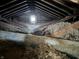 Attic featuring exposed beams, insulation, and natural light from a window at 409 Parkway St, Whiteland, IN 46184
