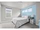 Well-lit bedroom with large windows, a blue accent wall, and a cozy bed at 5264 Veranda Dr, Noblesville, IN 46062