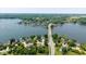 Panoramic aerial shot of a residential area nestled among lush trees and beautiful open water at 101 Edgewater Dr, Noblesville, IN 46062